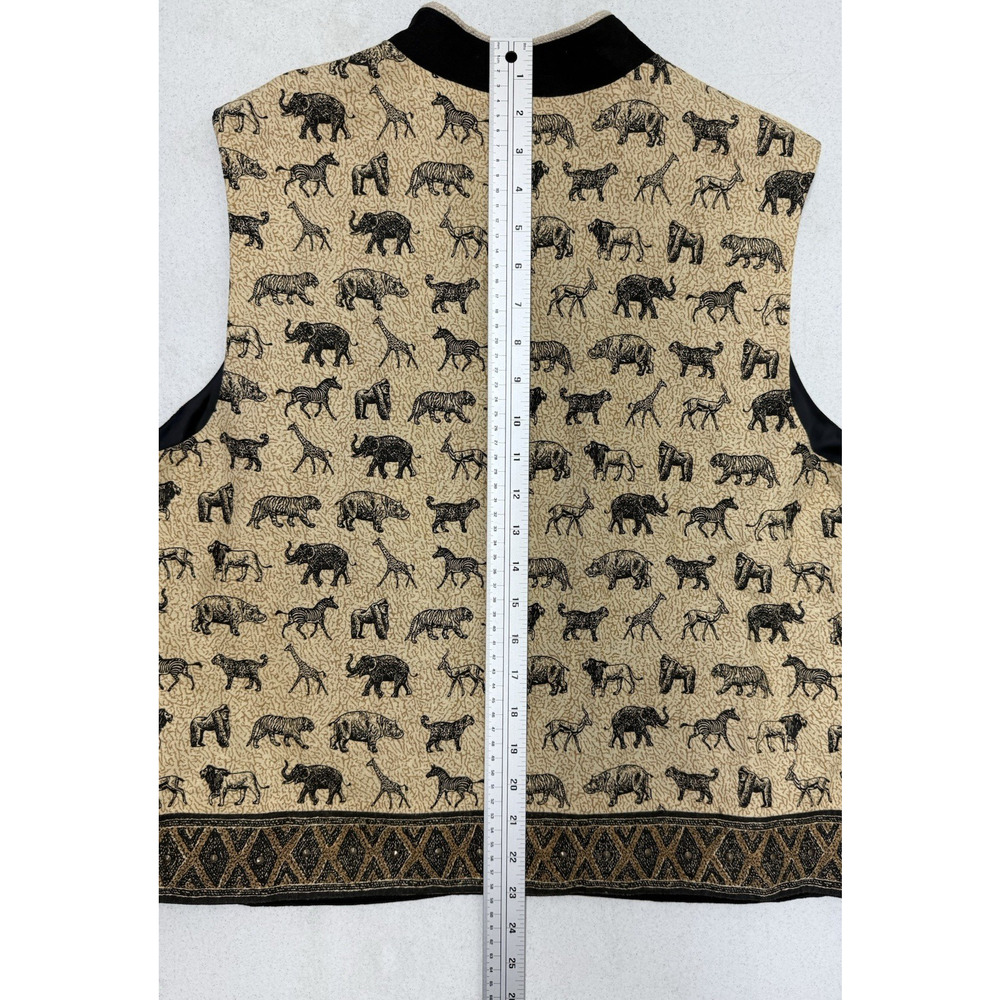 STONEBRIDGE Linen Blend Women's XL Vest African Safari Animals Brown Tan Black - Picture 11 of 11